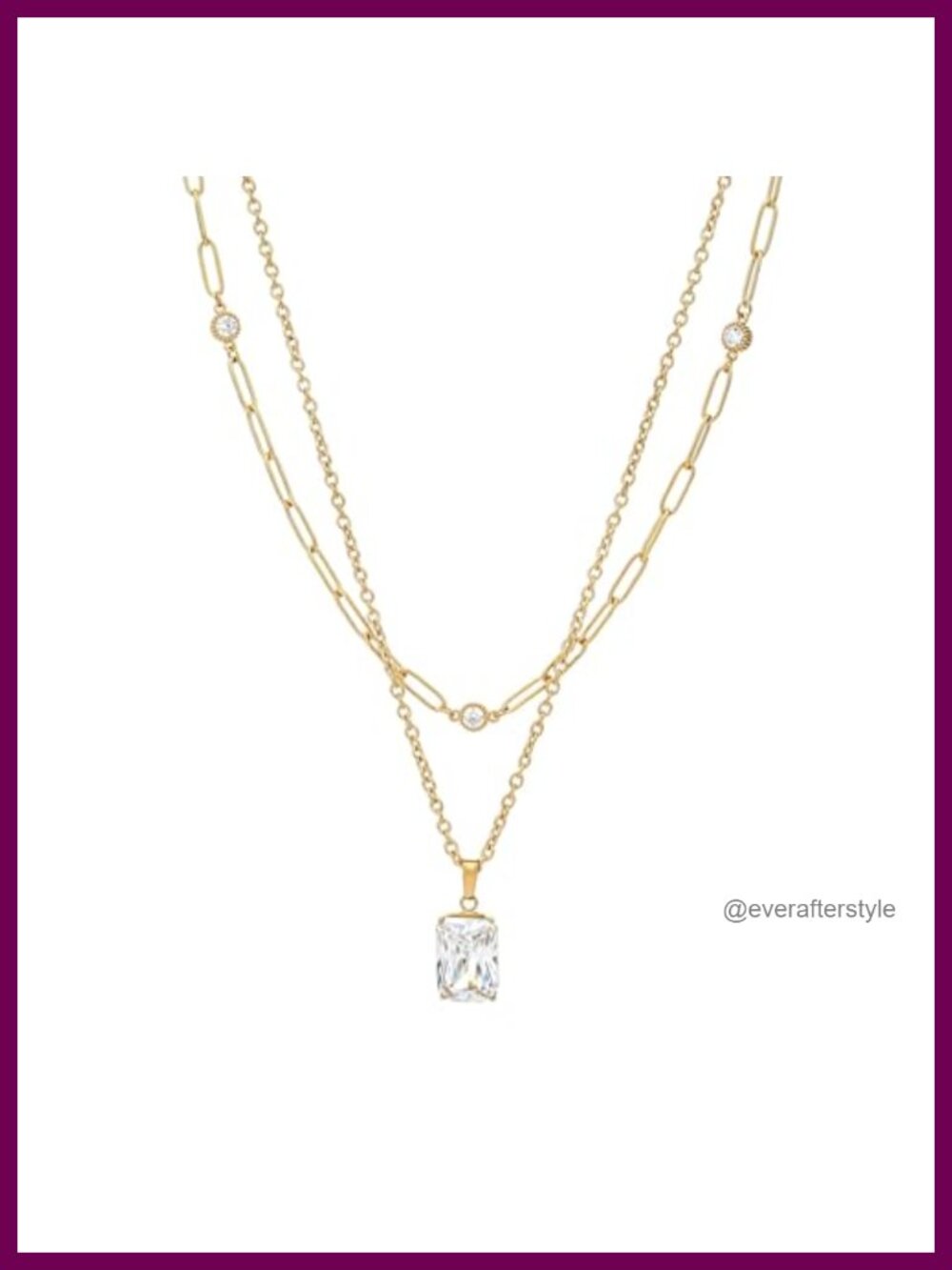 Layered Paperclip Necklace 18k Gold Plated Heart Pendant Choker for Women
